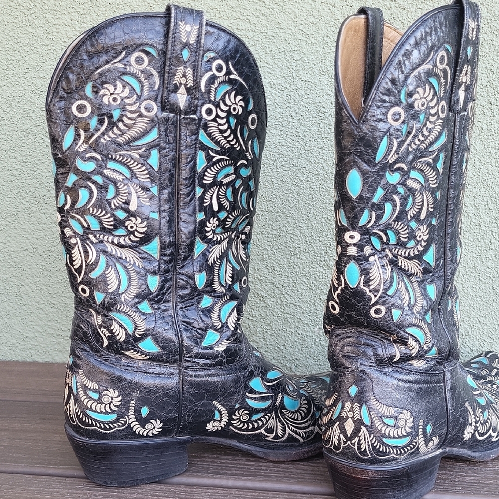 Shyanne Black and Blue Embroidered Western Boots - Picture 7 of 8